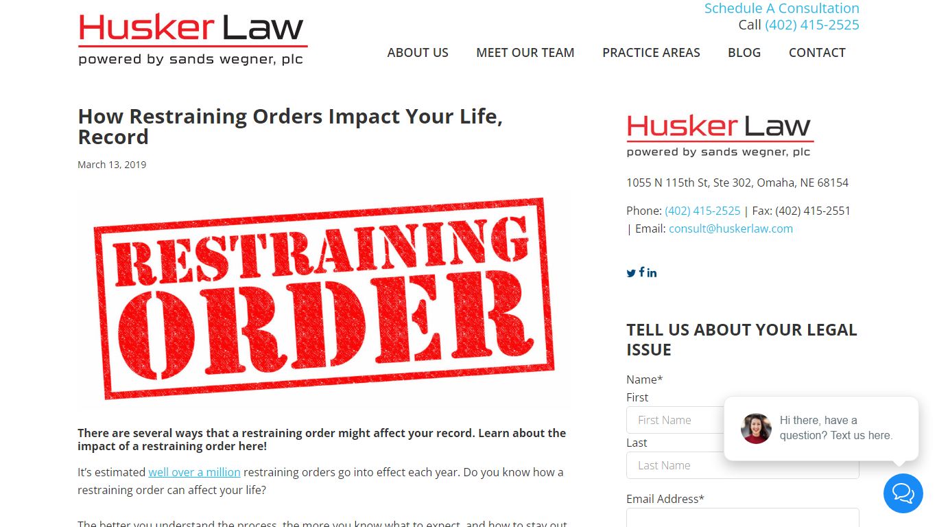How Restraining Orders Impact Your Life, Record - Husker Law